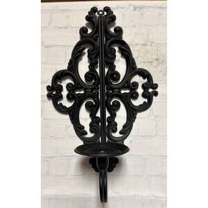 Vintage Cast Iron metal Wall Sconce Candle Holder 16 Inches